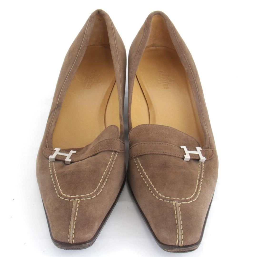 『USED』 
HERMES エルメス 
 パンプス 
スウェード ブラウン