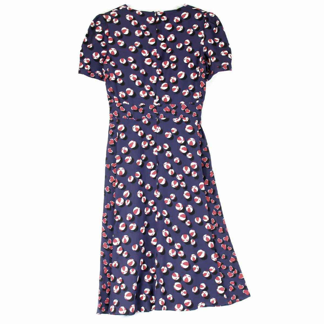 美品『USED』 
GUCCI グッチ 
 ビーチボール×ハートプリント ワンピース 
シルク ネイビー