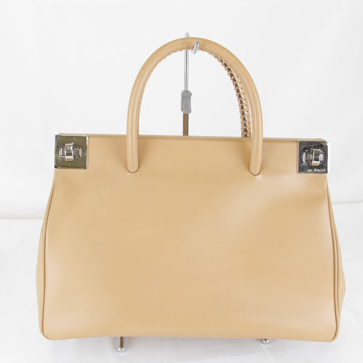 『USED』 
BALLY バリー 
 ハンドバッグ 
レザー ベージュ