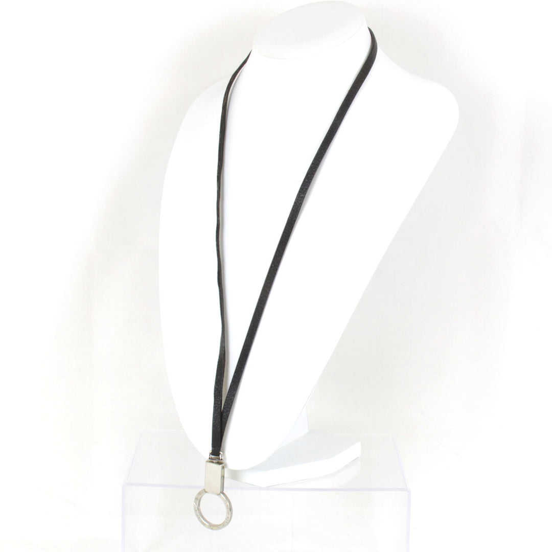 『USED』 
BVLGARI ブルガリ 
 ネックストラップ ストラップ 
レザー/メタル  シルバーカラー×ダークブラウン