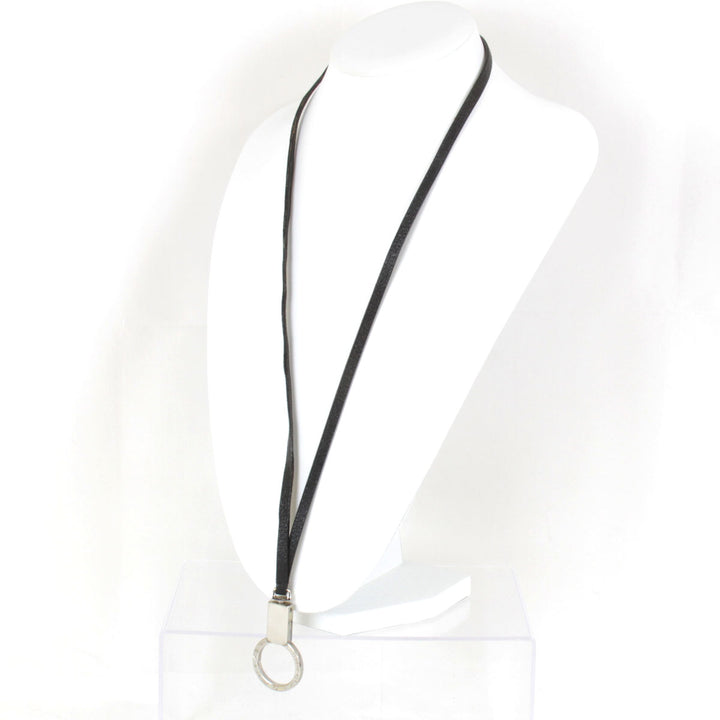 『USED』 
BVLGARI ブルガリ 
 ネックストラップ ストラップ 
レザー/メタル  シルバーカラー×ダークブラウン