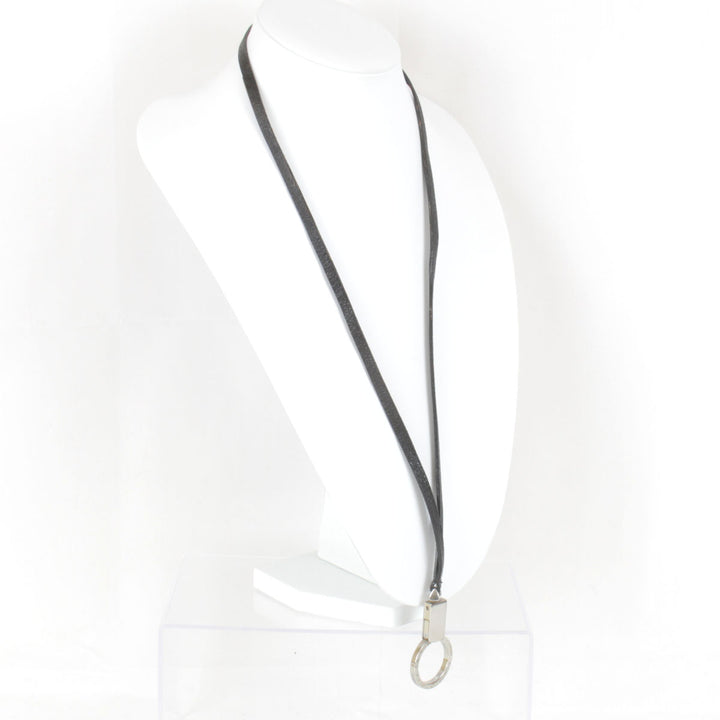 『USED』 
BVLGARI ブルガリ 
 ネックストラップ ストラップ 
レザー/メタル  シルバーカラー×ダークブラウン