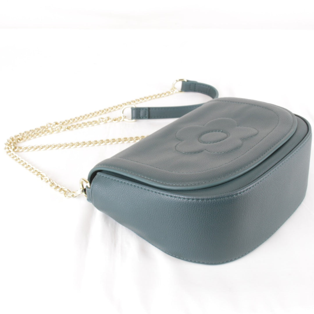 美品『一部難有』 
MARY QUANT マリークヮント 
 デイジー チェーンショルダー ショルダーバッグ 
レザー グリーン