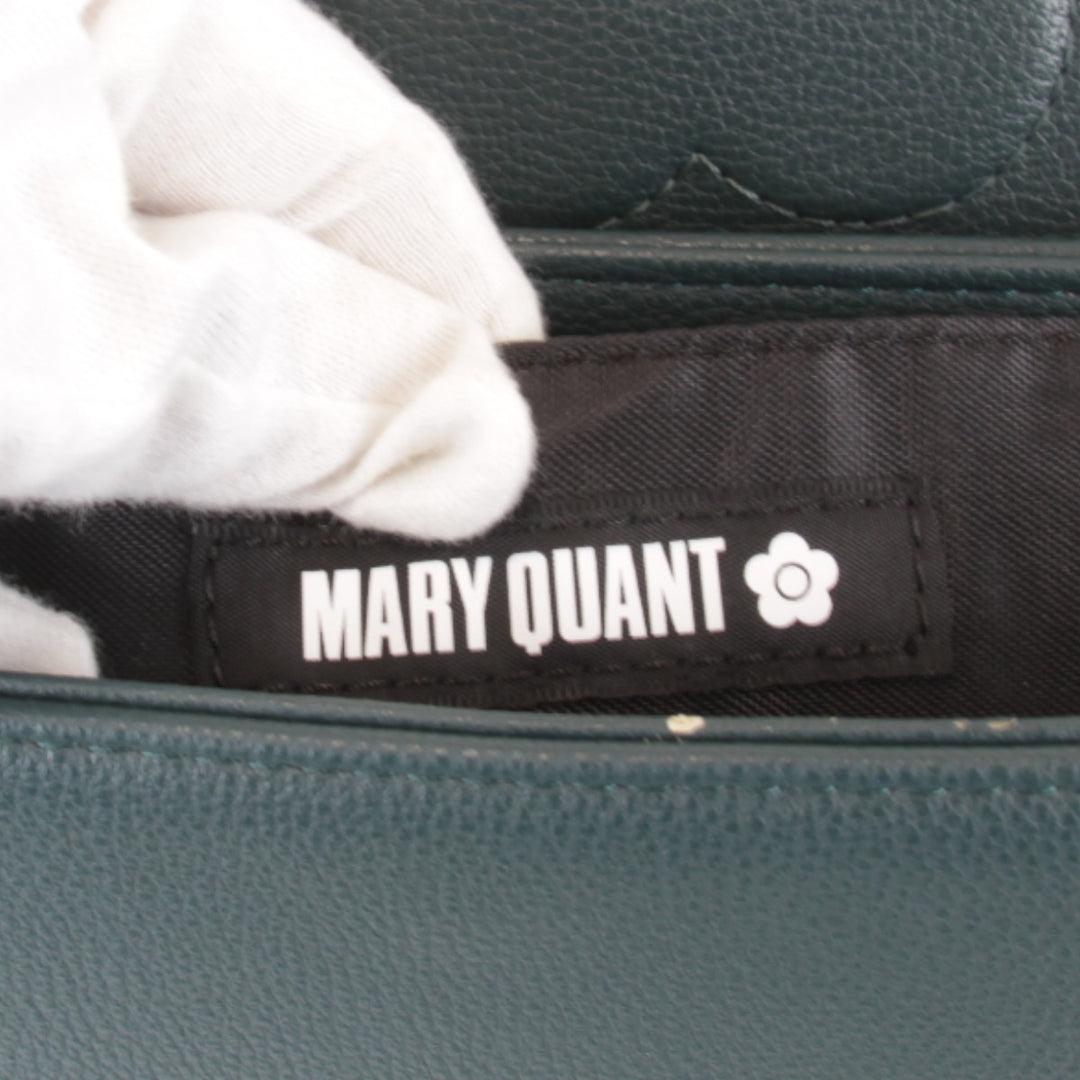 美品『一部難有』 
MARY QUANT マリークヮント 
 デイジー チェーンショルダー ショルダーバッグ 
レザー グリーン