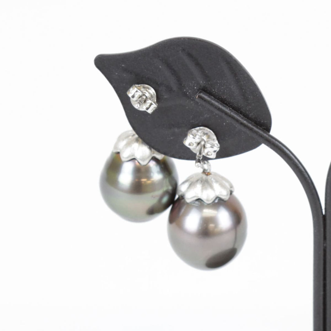 美品『USED』 Pt900/ブラックパール（黒蝶真珠） 
ピアス
 8.4g