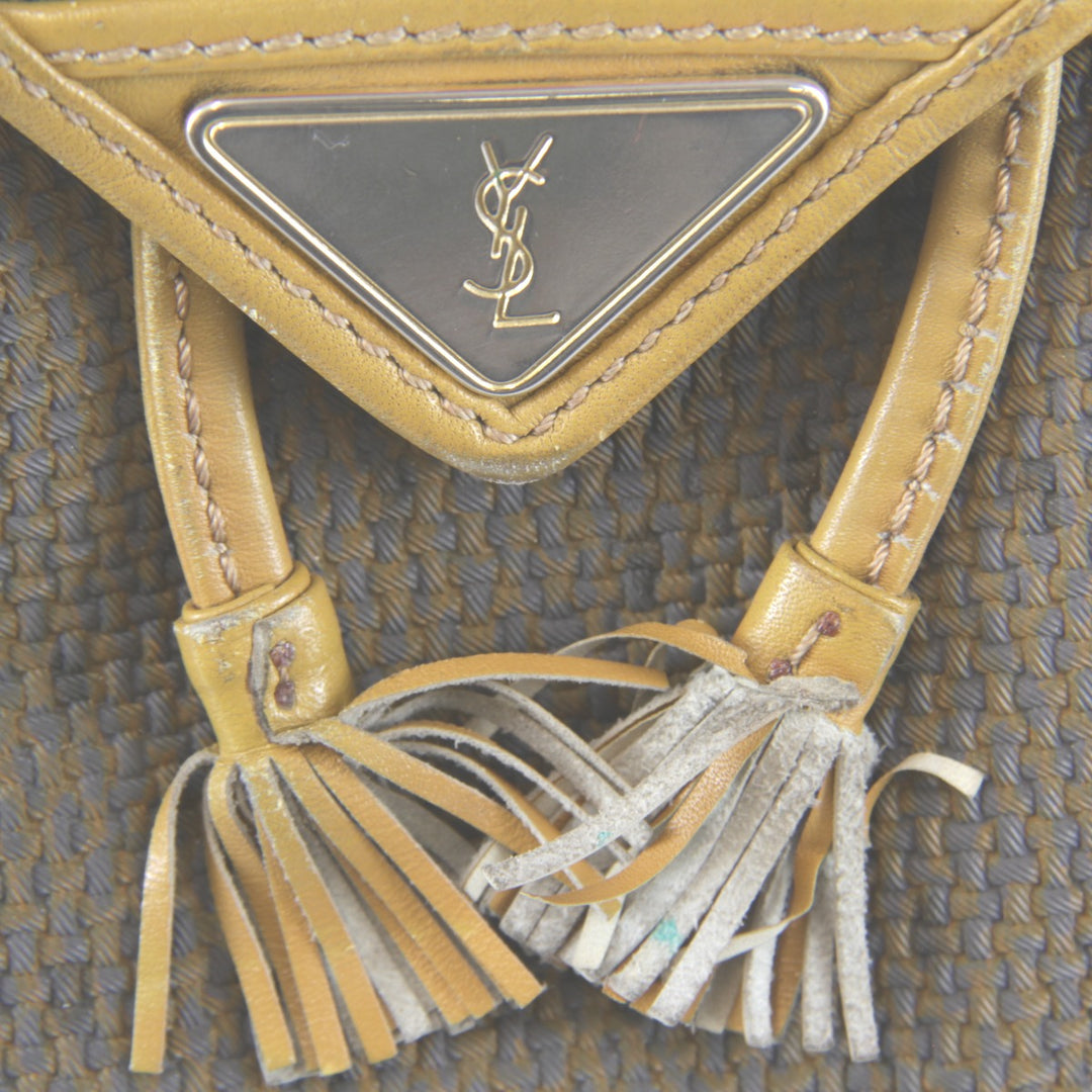 【価格改定】『USED』 
YVES SAINT LAURENT イヴ・サンローラン 
 ヴィンテージ タッセル ショルダーバッグ 
キャンバス/レザー ベージュ