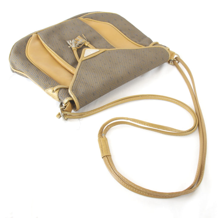 【価格改定】『USED』 
YVES SAINT LAURENT イヴ・サンローラン 
 ヴィンテージ タッセル ショルダーバッグ 
キャンバス/レザー ベージュ