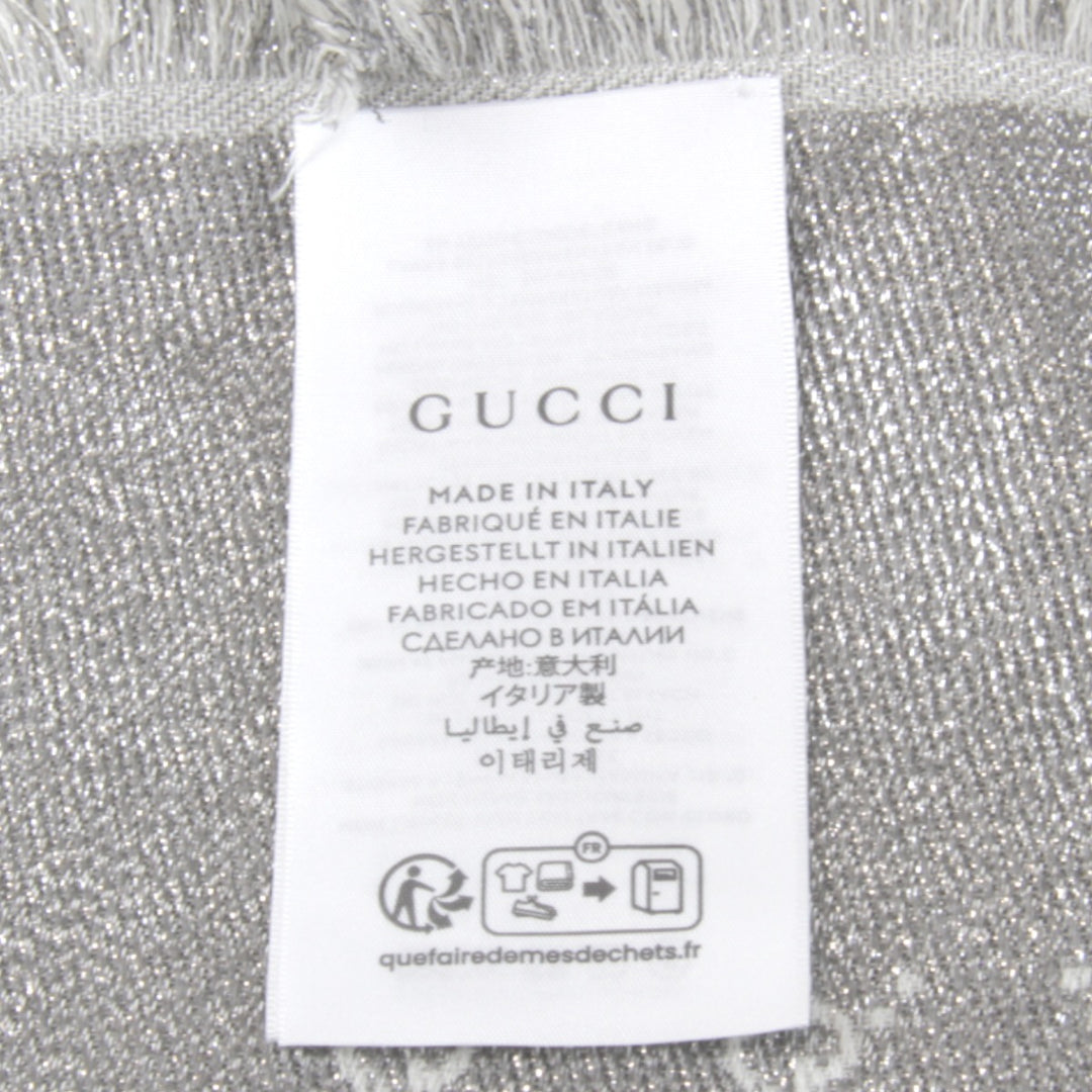 美品『USED』 
GUCCI グッチ 
 809226 3GC46 ショール 
ウール/シルク ホワイト