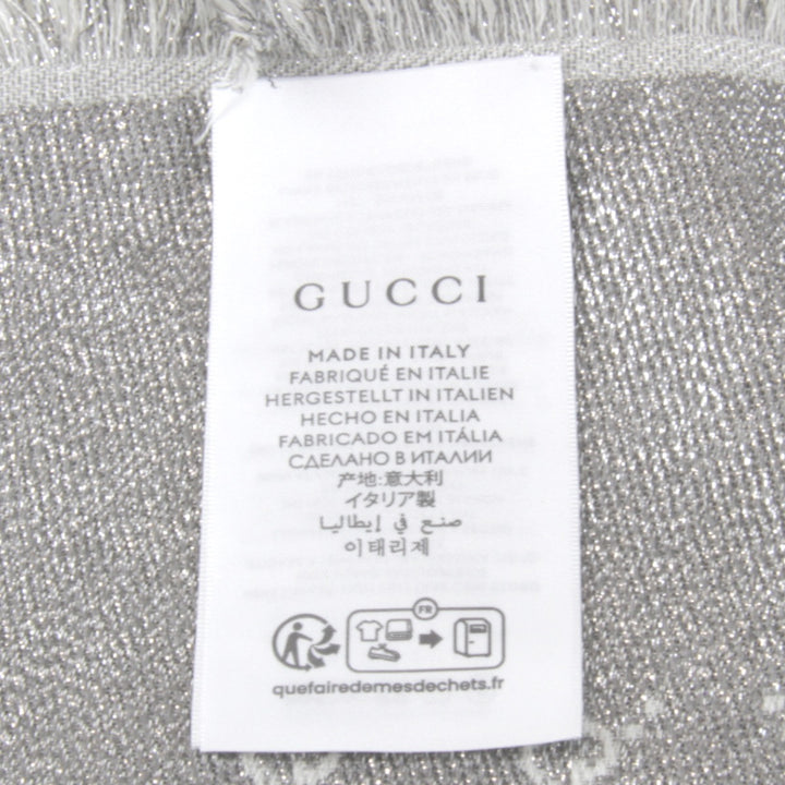 美品『USED』 
GUCCI グッチ 
 809226 3GC46 ショール 
ウール/シルク ホワイト
