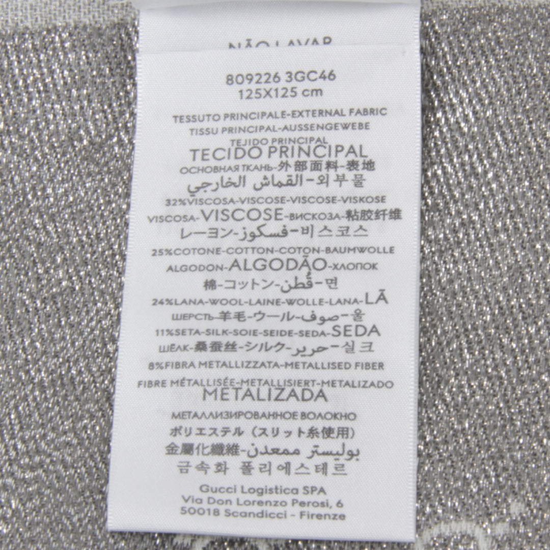 美品『USED』 
GUCCI グッチ 
 809226 3GC46 ショール 
ウール/シルク ホワイト