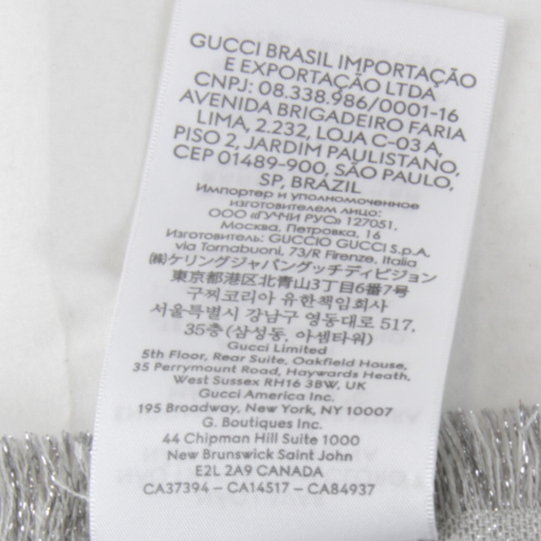 美品『USED』 
GUCCI グッチ 
 809226 3GC46 ショール 
ウール/シルク ホワイト