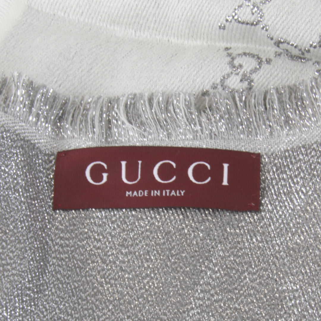 美品『USED』 
GUCCI グッチ 
 809226 3GC46 ショール 
ウール/シルク ホワイト