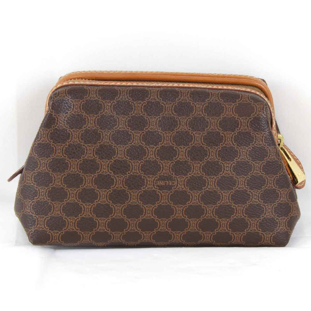 良品『USED』 
CELINE セリーヌ 
 マカダム柄 ポーチ 
PVC ブラウン