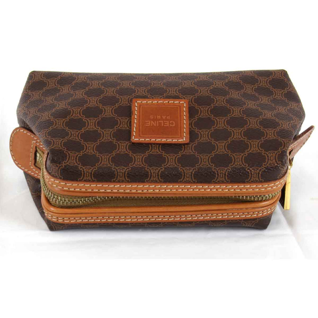 良品『USED』 
CELINE セリーヌ 
 マカダム柄 ポーチ 
PVC ブラウン