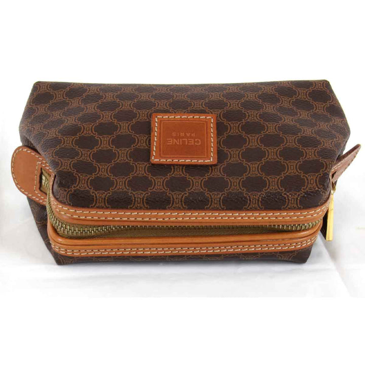 良品『USED』 
CELINE セリーヌ 
 マカダム柄 ポーチ 
PVC ブラウン