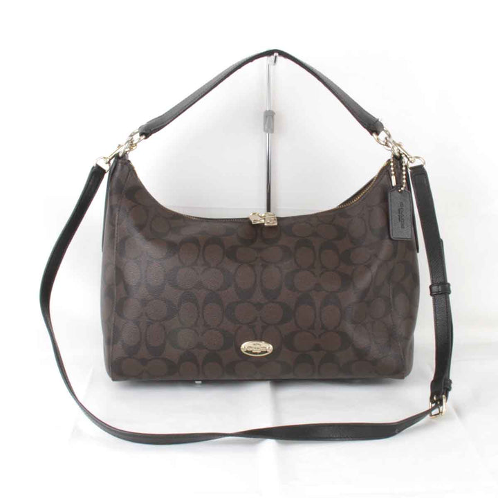 良品『USED』 
COACH コーチ 
 シグネチャー 2way(ベルト穴開け)  F34899 ショルダーバッグ 
PVCコーティングキャンバス ブラウン