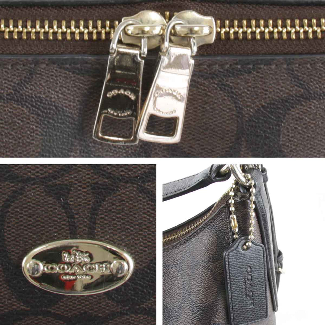 良品『USED』 
COACH コーチ 
 シグネチャー 2way(ベルト穴開け)  F34899 ショルダーバッグ 
PVCコーティングキャンバス ブラウン