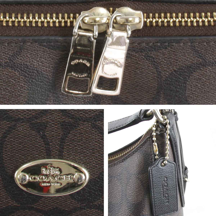 良品『USED』 
COACH コーチ 
 シグネチャー 2way(ベルト穴開け)  F34899 ショルダーバッグ 
PVCコーティングキャンバス ブラウン