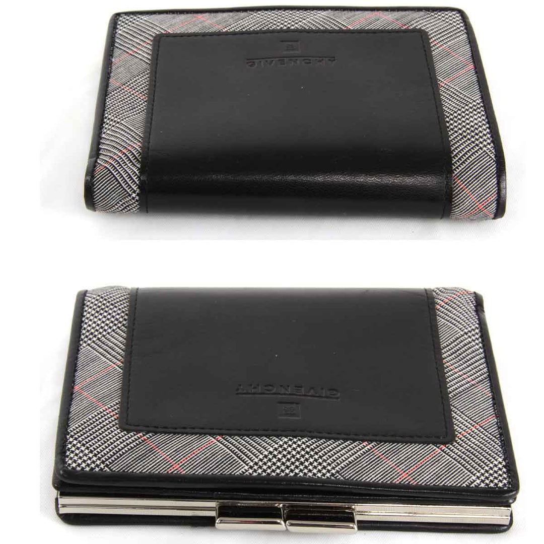 『USED』 
GIVENCHY ジバンシィ 
 チェック 二つ折り財布 
レザー ブラック