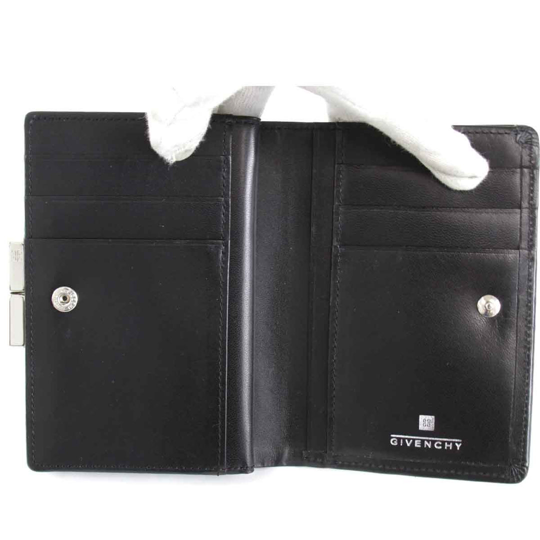 『USED』 
GIVENCHY ジバンシィ 
 チェック 二つ折り財布 
レザー ブラック