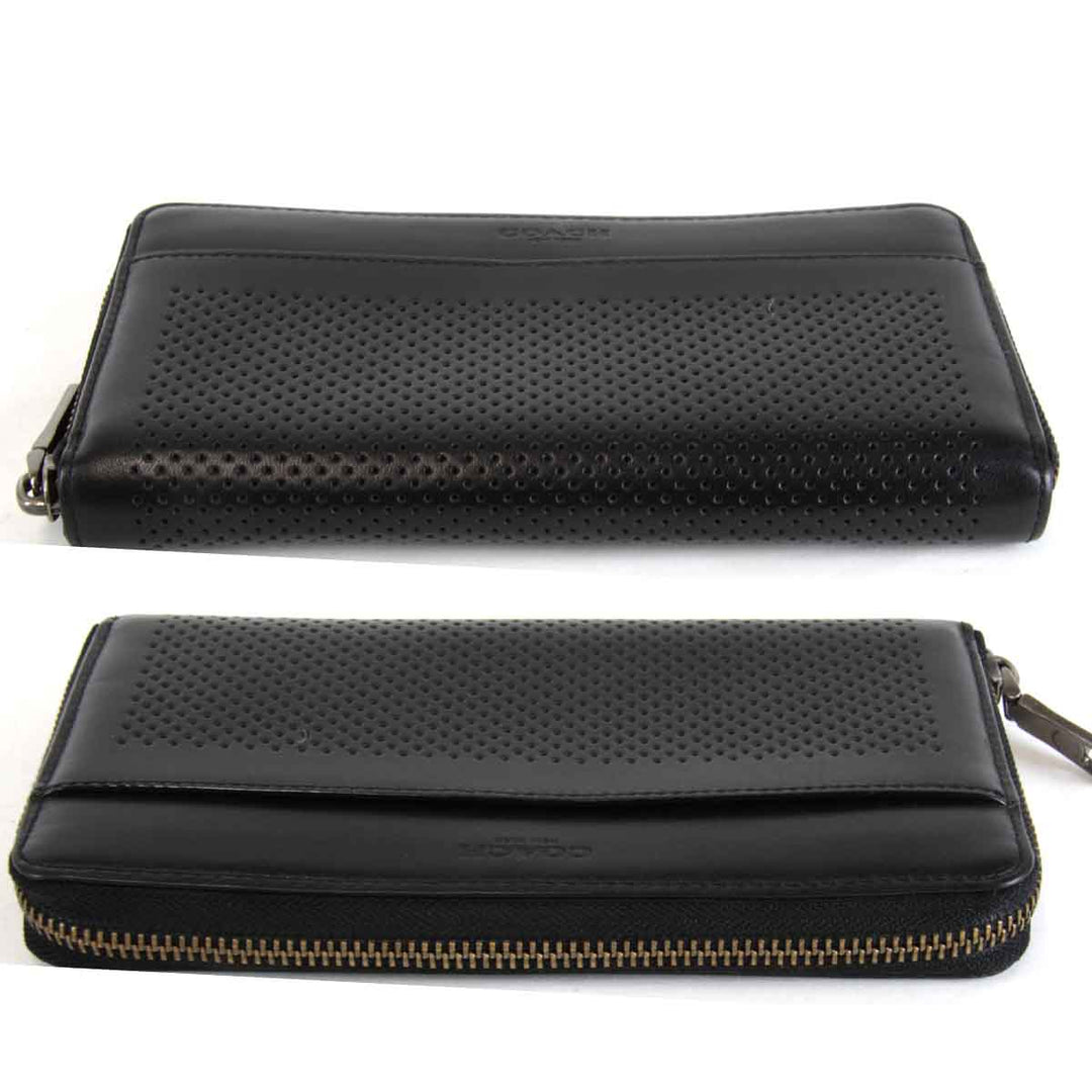 『USED』 
COACH コーチ 
 ラウンドジップ 長財布 
レザー ブラック