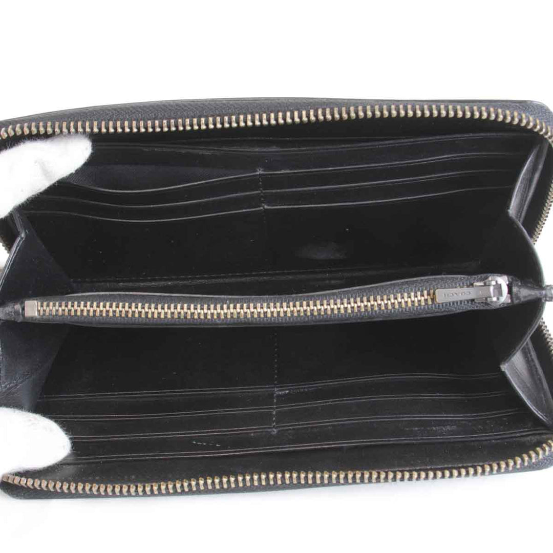 『USED』 
COACH コーチ 
 ラウンドジップ 長財布 
レザー ブラック