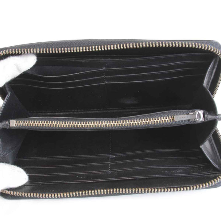 『USED』 
COACH コーチ 
 ラウンドジップ 長財布 
レザー ブラック