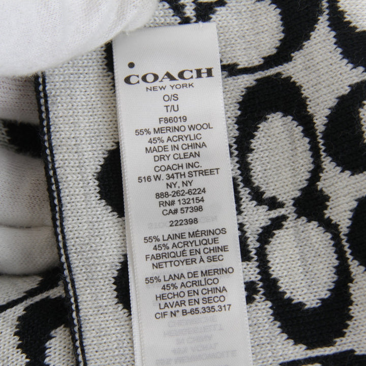 美品『USED』 
COACH コーチ 
 シグネチャー マフラー 
55％メリノウール/45％アクリル ホワイト