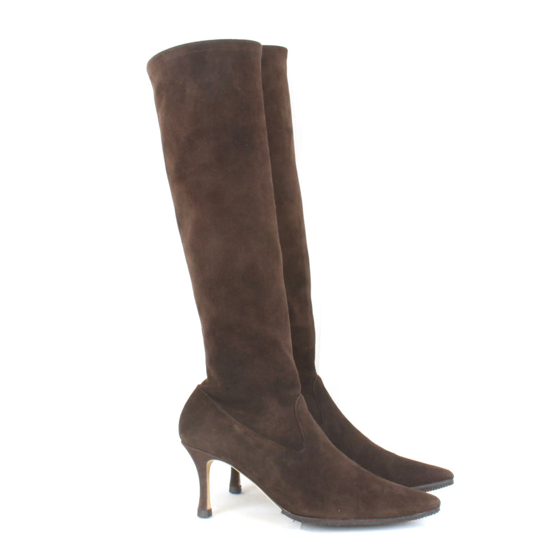 美品『USED』 
MANOLO BLAHNIK マノロブラニク 
 ロングブーツ ブーツ 
スエード ブラウン