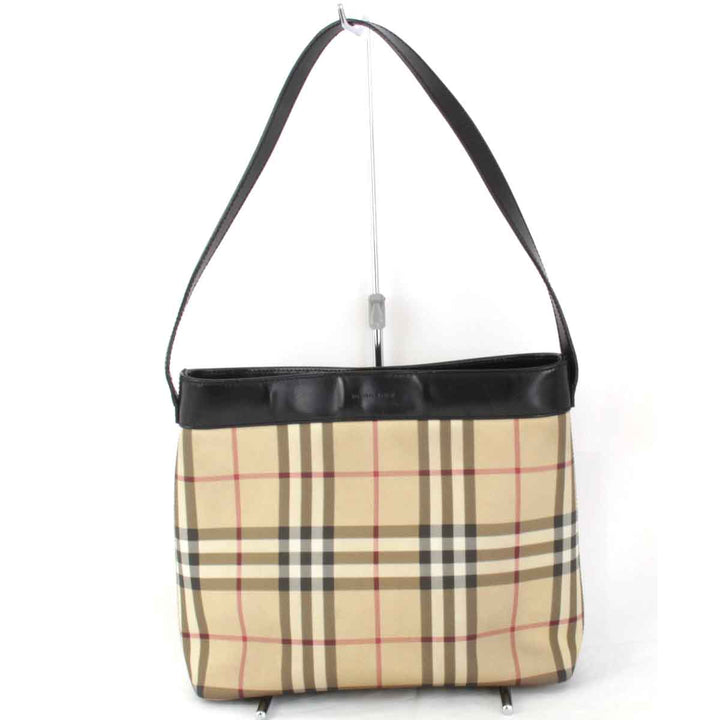 『USED』 
BURBERRY バーバリー 
 ノバチェック ショルダーバッグ 
レザー ブラウン