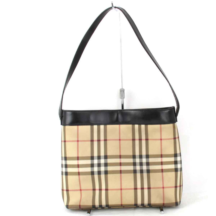 『USED』 
BURBERRY バーバリー 
 ノバチェック ショルダーバッグ 
レザー ブラウン