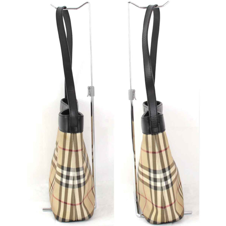 『USED』 
BURBERRY バーバリー 
 ノバチェック ショルダーバッグ 
レザー ブラウン