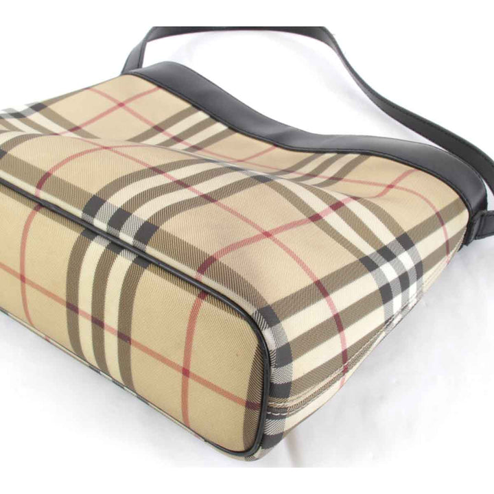 『USED』 
BURBERRY バーバリー 
 ノバチェック ショルダーバッグ 
レザー ブラウン