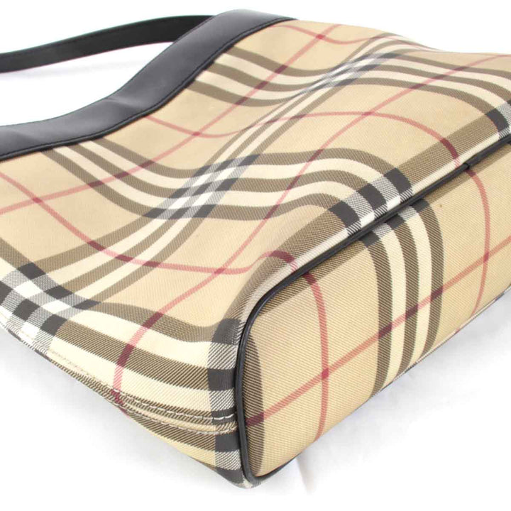 『USED』 
BURBERRY バーバリー 
 ノバチェック ショルダーバッグ 
レザー ブラウン