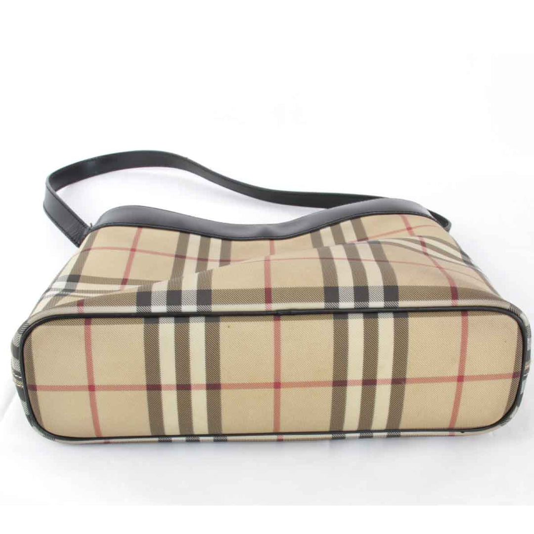 『USED』 
BURBERRY バーバリー 
 ノバチェック ショルダーバッグ 
レザー ブラウン