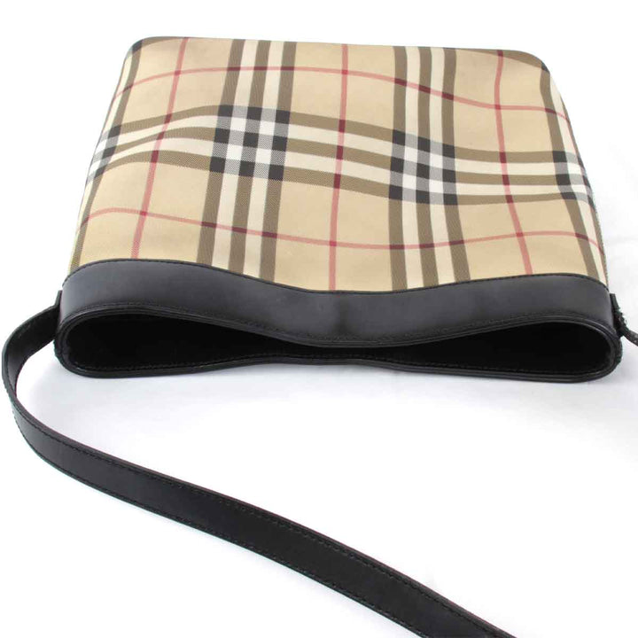 『USED』 
BURBERRY バーバリー 
 ノバチェック ショルダーバッグ 
レザー ブラウン