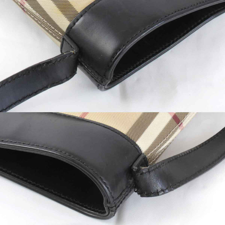 『USED』 
BURBERRY バーバリー 
 ノバチェック ショルダーバッグ 
レザー ブラウン