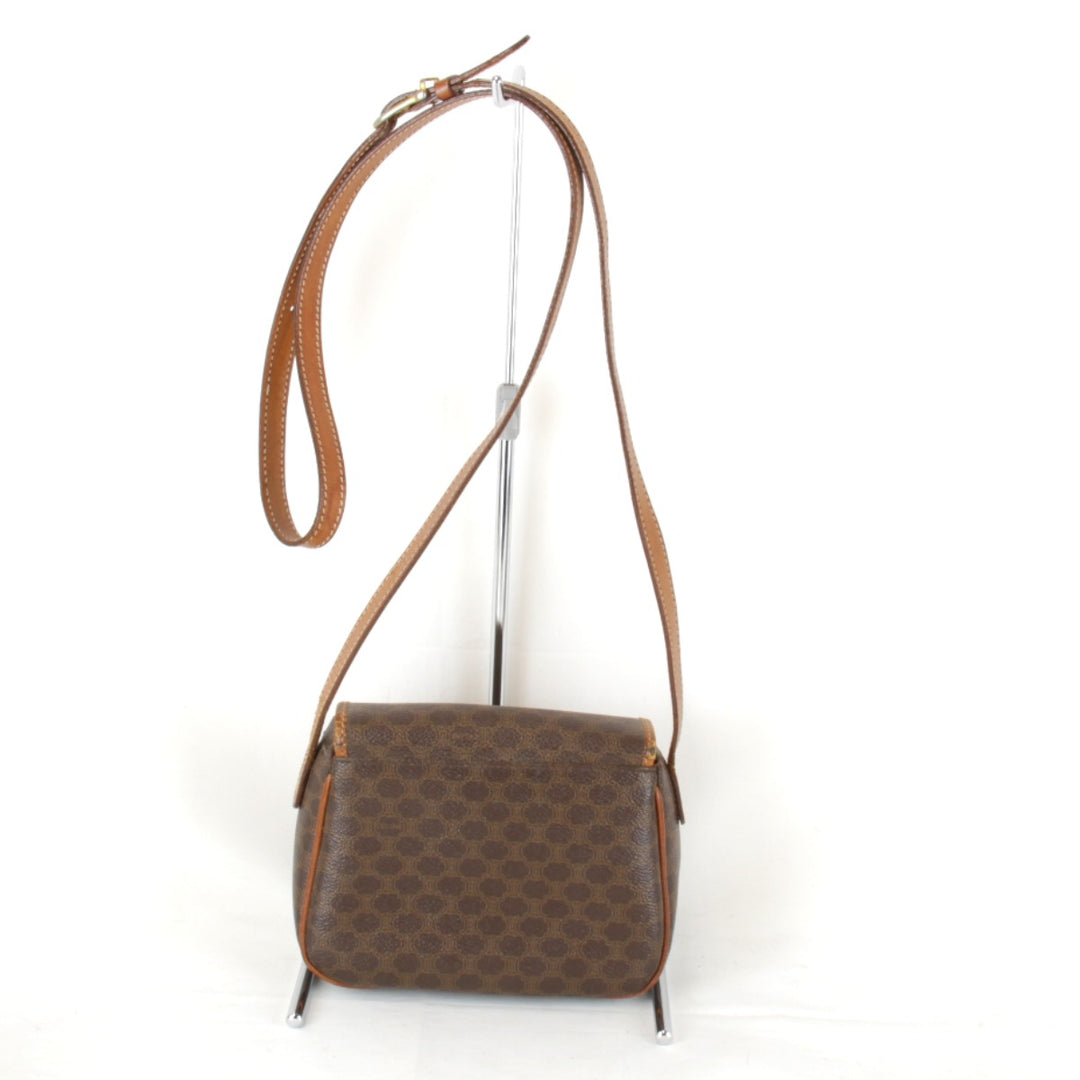 【価格改定】『USED』 
CELINE セリーヌ 
 マカダム ミニ ショルダーバッグ 
PVC/レザー ブラウン