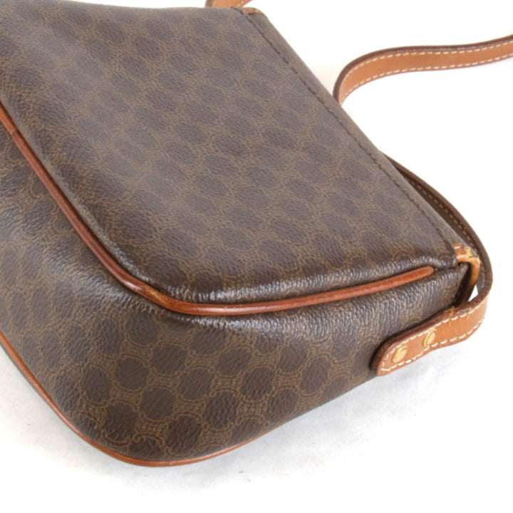 【価格改定】『USED』 
CELINE セリーヌ 
 マカダム ミニ ショルダーバッグ 
PVC/レザー ブラウン