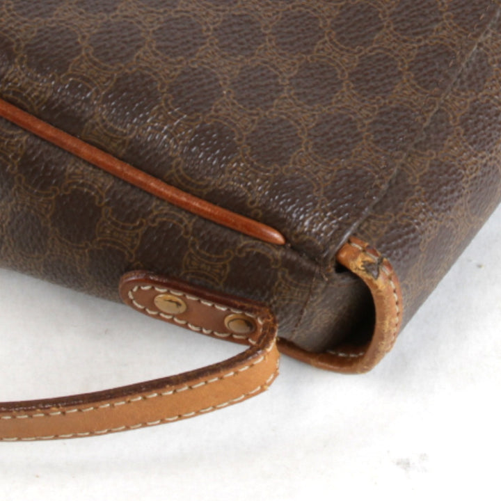 【価格改定】『USED』 
CELINE セリーヌ 
 マカダム ミニ ショルダーバッグ 
PVC/レザー ブラウン