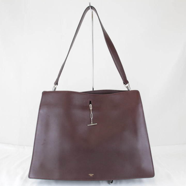 【価格改定】良品『USED』 
CELINE セリーヌ 
 チェーン金具 袋有 ショルダーバッグ 
レザー ワインレッド