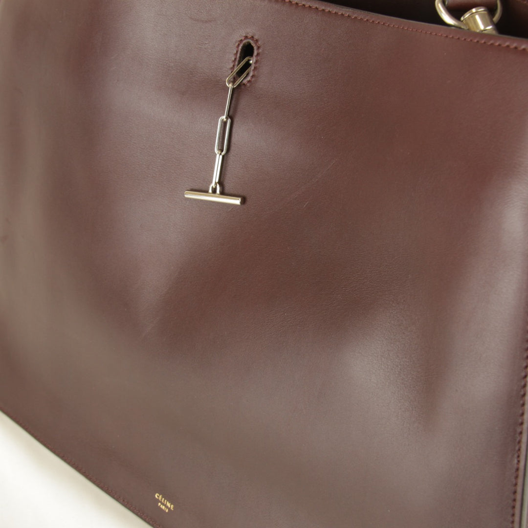 【価格改定】良品『USED』 
CELINE セリーヌ 
 チェーン金具 袋有 ショルダーバッグ 
レザー ワインレッド