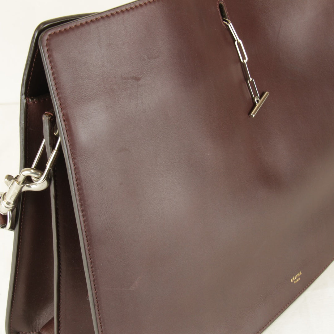 【価格改定】良品『USED』 
CELINE セリーヌ 
 チェーン金具 袋有 ショルダーバッグ 
レザー ワインレッド