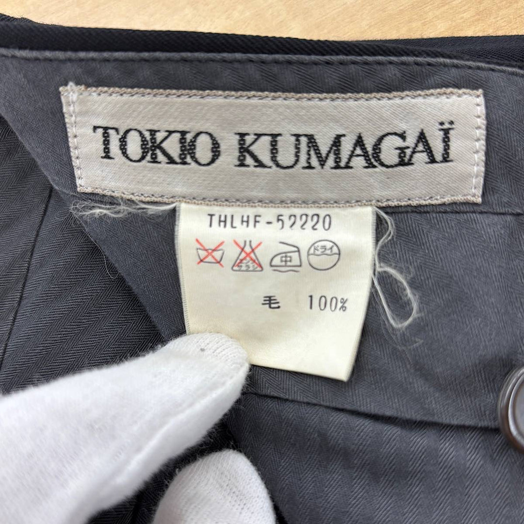『USED』 
TOKIO KUMAGAI トキオクマガイ 
 80s セットアップ ダブルスーツ ヴィンテージ スーツ 
ウールギャバ ブラック
