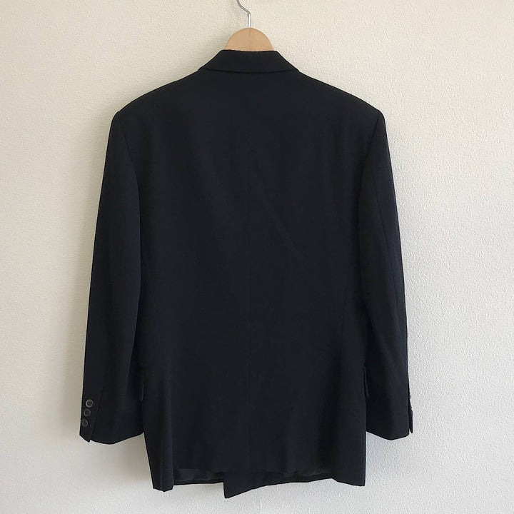 『USED』 
TOKIO KUMAGAI トキオクマガイ 
 80s セットアップ ダブルスーツ ヴィンテージ スーツ 
ウールギャバ ブラック