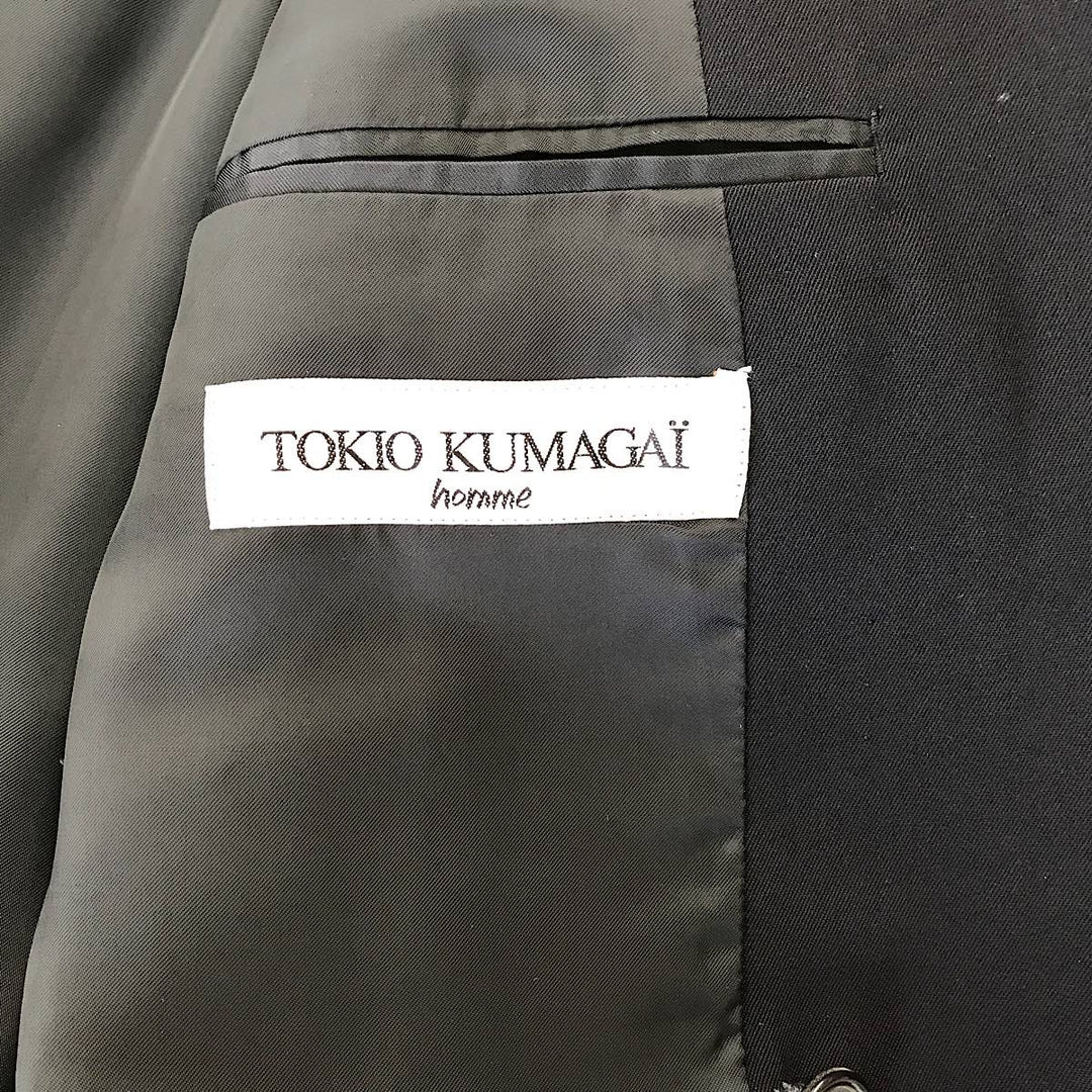 『USED』 
TOKIO KUMAGAI トキオクマガイ 
 80s セットアップ ダブルスーツ ヴィンテージ スーツ 
ウールギャバ ブラック