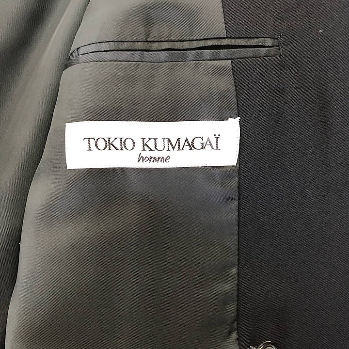 『USED』 
TOKIO KUMAGAI トキオクマガイ 
 80s セットアップ ダブルスーツ ヴィンテージ スーツ 
ウールギャバ ブラック