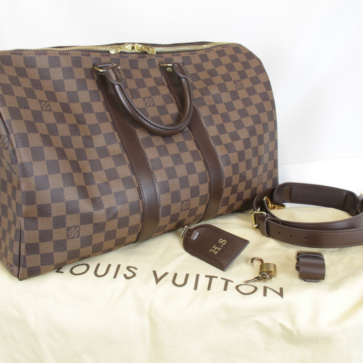 良品『USED』 
LOUIS VUITTON ルイ・ヴィトン 
 キーポルバンドリエール45 N41428/MB4181 ボストンバッグ 
ダミエキャンバス/レザー ブラウン