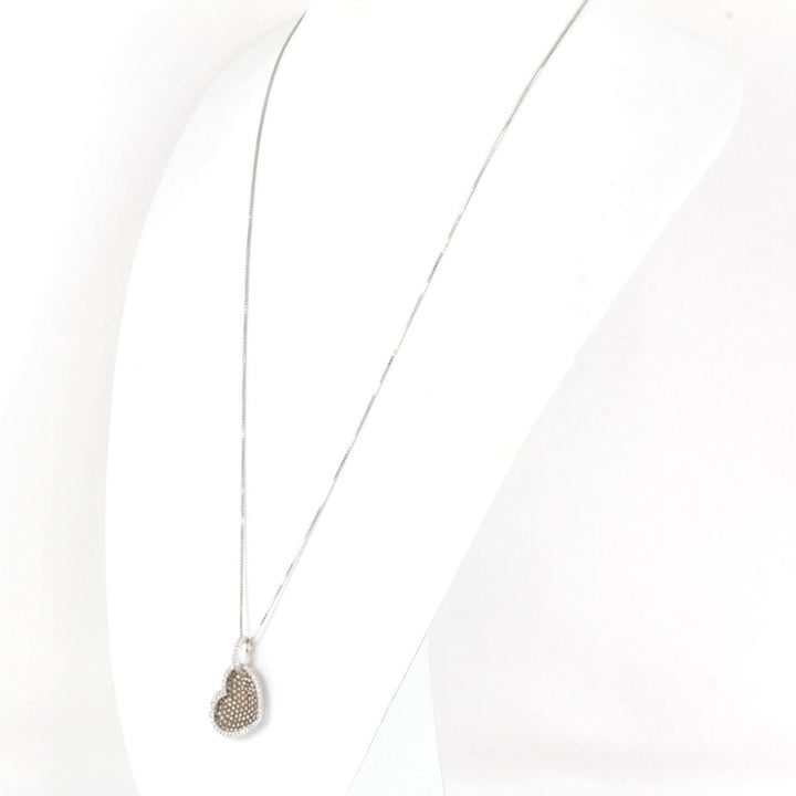 美品『USED』 K18WG 
 ハート ネックレス
 ダイヤモンド 0.81 14.8g