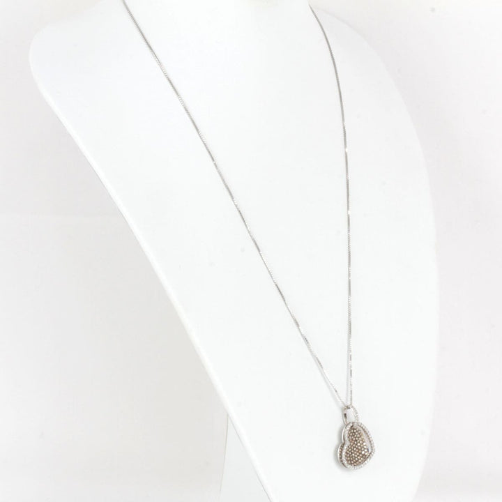 美品『USED』 K18WG 
 ハート ネックレス
 ダイヤモンド 0.81 14.8g
